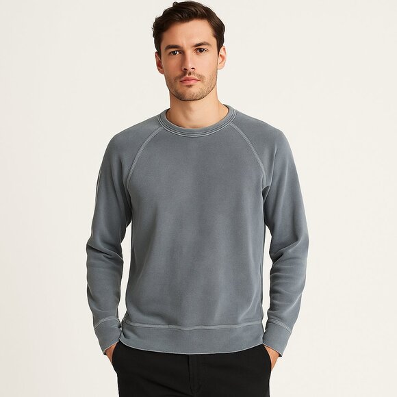 James Perse Standard Cotton Raglan Long Sleeve Sweatshirt in Washed Gray L Large - Picture 1 of 6